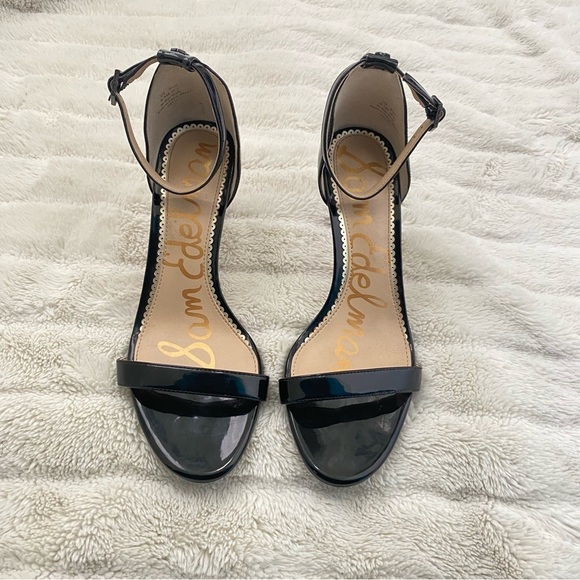 Sam Edelman Faux Patent Leather Ankle Strap Heels Black Size 8.5 - Picture 3 of 11
